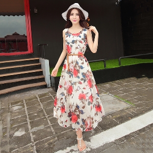 Дамска лятна шифонена рокля с флорални мотиви - 3 модела