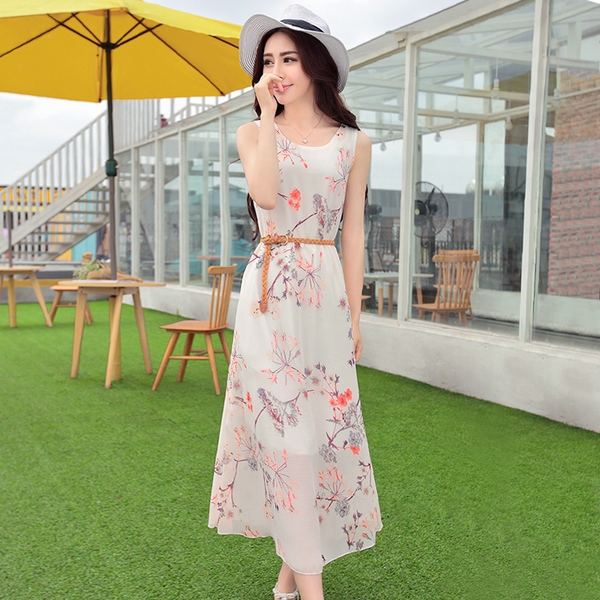 Κυρίες καλοκαίρι σιφόν φόρεμα με floral μοτίβα - 3 μοντέλα