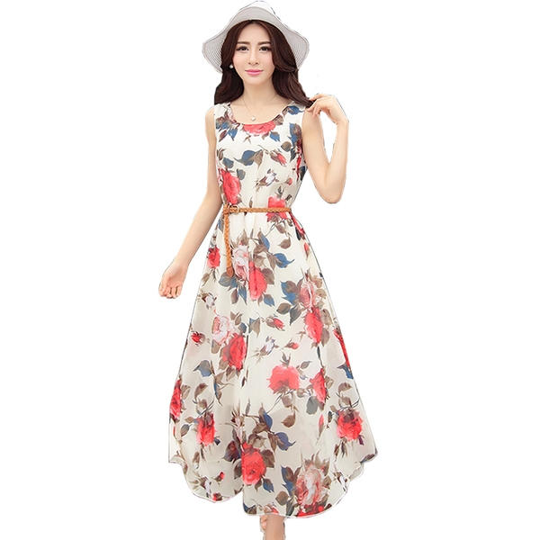 Κυρίες καλοκαίρι σιφόν φόρεμα με floral μοτίβα - 3 μοντέλα