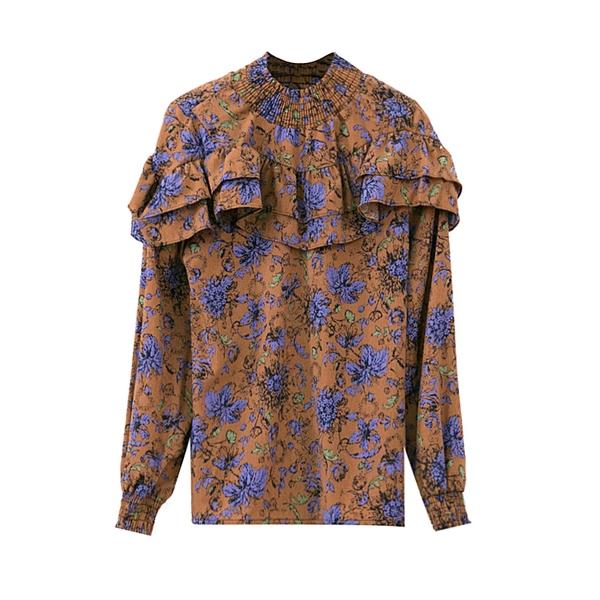 Μακρυμάνικο πουκάμισο με florals και βολάν