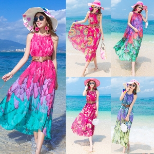 Дамска бохемска плажна рокля с флорални мотиви с различни преобладаващи цветове модели