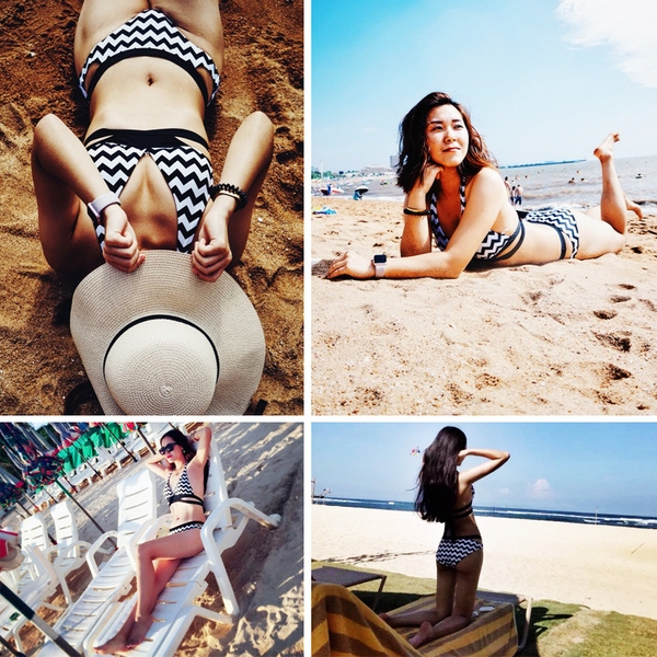 TOP μοντέλο μαγιό σε μαύρο και άσπρο