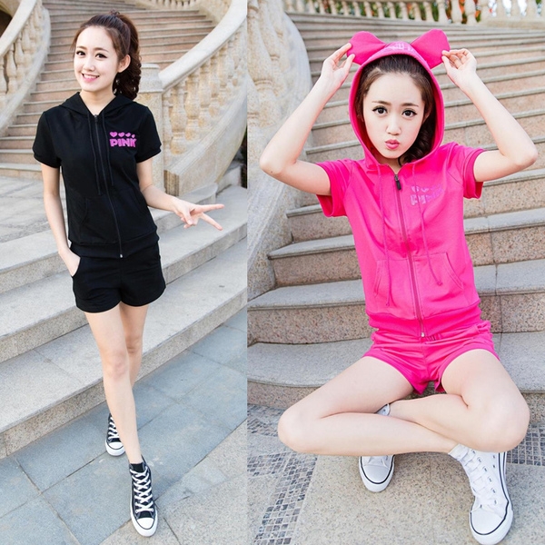 Οι γυναίκες το καλοκαίρι σετ 2 μέρη από τα κορυφαία κουκούλα με αυτιά: 5 χρώματα