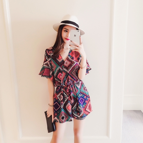 Οι γυναίκες το καλοκαίρι jumpsuit floral κομμάτι