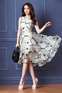Дамска бохемска лятна шифонена рокля в свеж дизайн