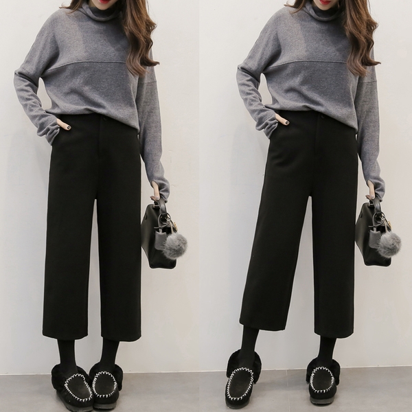 παντελόνια φθινόπωρο-χειμώνα γυναικών 7/8 σε μαύρο και σκούρο γκρι χρώμα