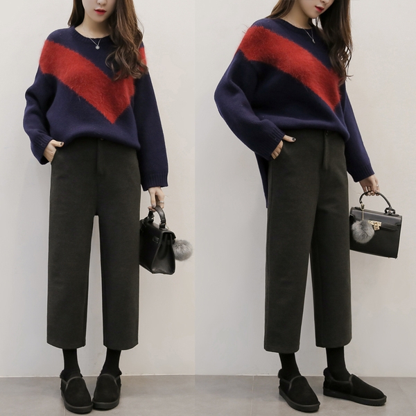 παντελόνια φθινόπωρο-χειμώνα γυναικών 7/8 σε μαύρο και σκούρο γκρι χρώμα