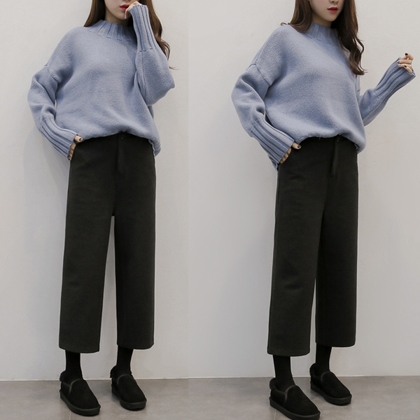 παντελόνια φθινόπωρο-χειμώνα γυναικών 7/8 σε μαύρο και σκούρο γκρι χρώμα