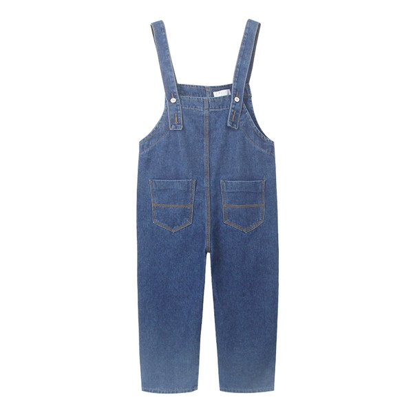 Ευρεία κυρίες jumpsuit με βαθιές τσέπες μπλε