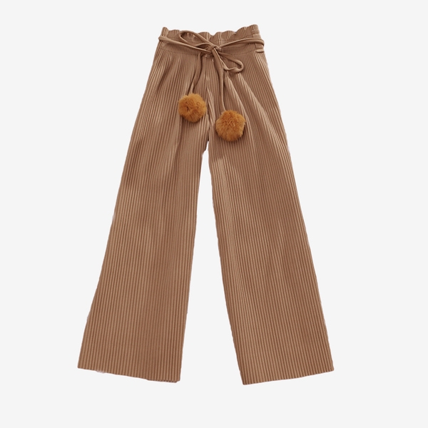 Ευρεία δεξιά κυρίες παντελόνι με ζώνη σε καφέ και μαύρο