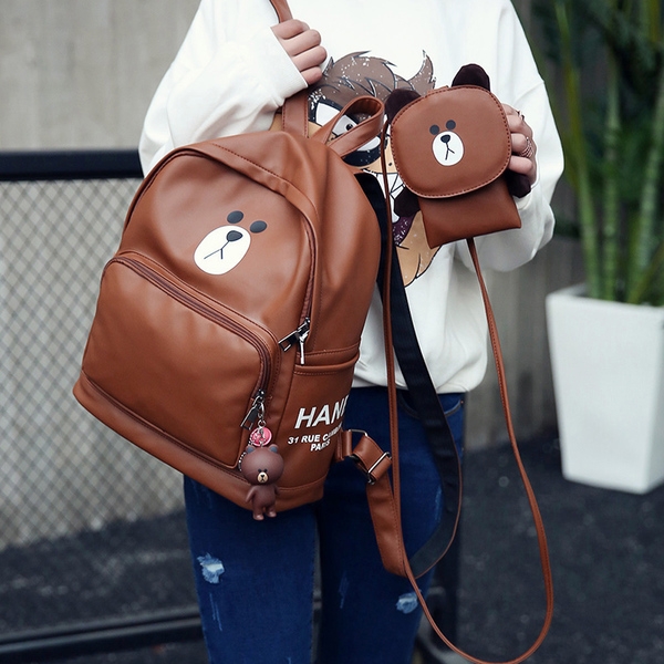 Κυρίες σακίδιο δερμάτινα σε μαύρο και καφέ.