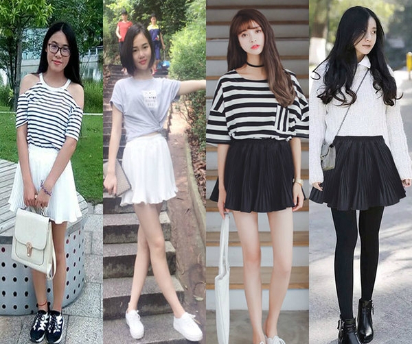 φούστα κομψό κυρίες σε μαύρο και άσπρο