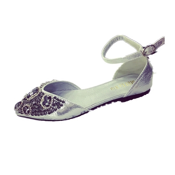 Γυναικεία παπούτσια με πέτρες και λουράκι σε μαύρο και γκρι χρώμα