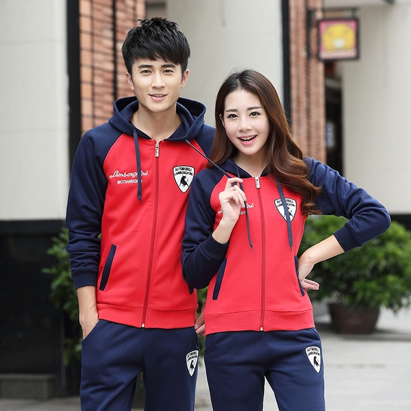 Ανδρικά και γυναικεία αθλήματα και casual σετ σε διάφορα σχέδια άνοιξη-φθινόπωρο δύο μέρη κόκκινο, μπλε, γκρι χρώμα