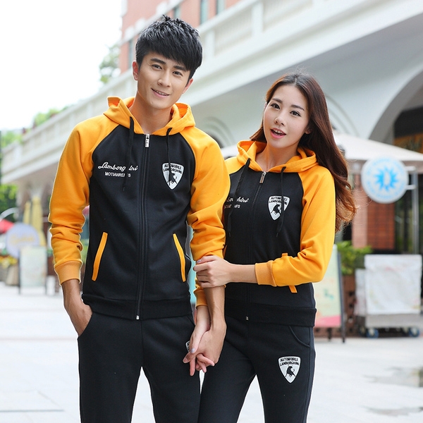 Ανδρικά και γυναικεία αθλήματα και casual σετ σε διάφορα σχέδια άνοιξη-φθινόπωρο δύο μέρη κόκκινο, μπλε, γκρι χρώμα