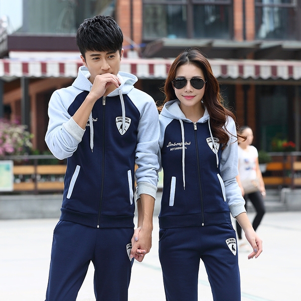 Ανδρικά και γυναικεία αθλήματα και casual σετ σε διάφορα σχέδια άνοιξη-φθινόπωρο δύο μέρη κόκκινο, μπλε, γκρι χρώμα