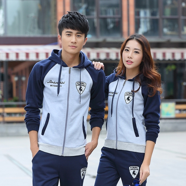 Ανδρικά και γυναικεία αθλήματα και casual σετ σε διάφορα σχέδια άνοιξη-φθινόπωρο δύο μέρη κόκκινο, μπλε, γκρι χρώμα