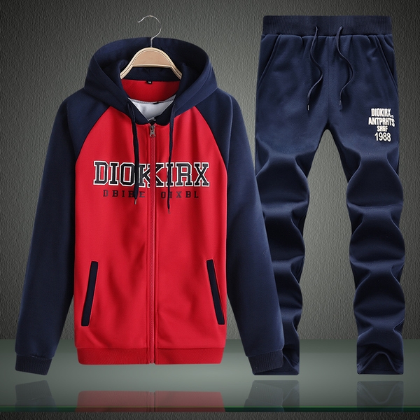 Ανδρικά και γυναικεία αθλήματα και casual σετ σε διάφορα σχέδια άνοιξη-φθινόπωρο δύο μέρη κόκκινο, μπλε, γκρι χρώμα