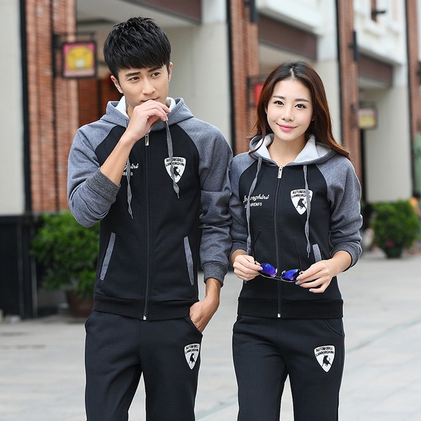 Ανδρικά και γυναικεία αθλήματα και casual σετ σε διάφορα σχέδια άνοιξη-φθινόπωρο δύο μέρη κόκκινο, μπλε, γκρι χρώμα