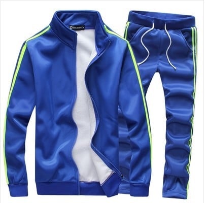 Ανδρική αθλετική φόρμαγια την  άνοιξη και  το φθινόπωρο σε δύο μέρη σε μπλε, κόκκινο, μαύρο, άσπρο χρώμα για το  σπορ και καθημε