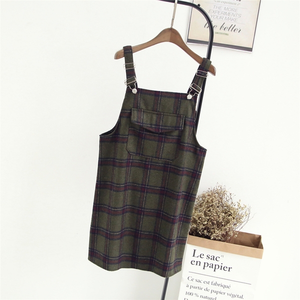 Κυρίες κομψό φόρεμα σε καρό χρώμα σε μπεζ, σκούρο μπλε, γκρι και πράσινο