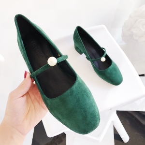 Γυναικεία παπούτσια ρετρό για το φθινόπωρο σε καφέ και σκούρο πράσινο χρώμα  από τεχνητό δέρμα