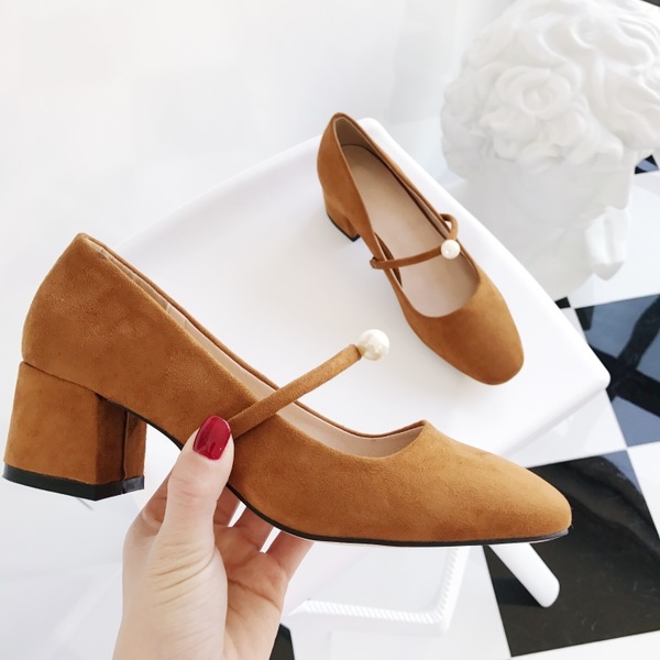 Γυναικεία παπούτσια ρετρό για το φθινόπωρο σε καφέ και σκούρο πράσινο χρώμα  από τεχνητό δέρμα