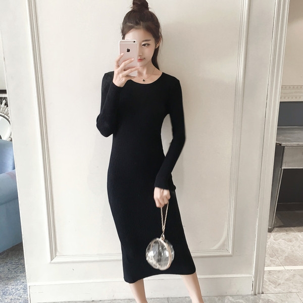 Κομψό κυρίες μακρύ φόρεμα με μακριά μανίκια σε μαύρο, μπορντό και γκρι