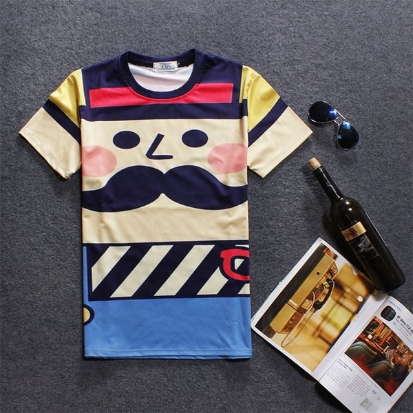 την άνοιξη και το καλοκαίρι Ανδρών 3D ενδιαφέρον T-shirts και κινούμενα μοντέλα μινιόν, σκύλος, κ.λπ.