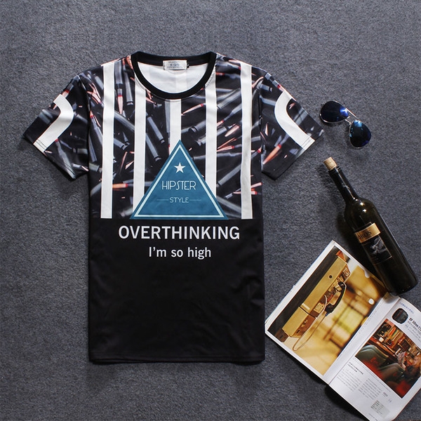 την άνοιξη και το καλοκαίρι Ανδρών 3D ενδιαφέρον T-shirts και κινούμενα μοντέλα μινιόν, σκύλος, κ.λπ.