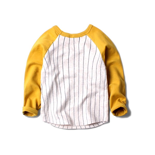 Παιδική μπλούζα για αγόρια με πολύχρωμα μανίκια σε σκούρο μπλε, κίτρινο και καφέ με  επιγραφή `Ήρωας`