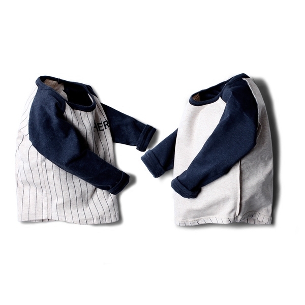 Παιδική μπλούζα για αγόρια με πολύχρωμα μανίκια σε σκούρο μπλε, κίτρινο και καφέ με  επιγραφή `Ήρωας`