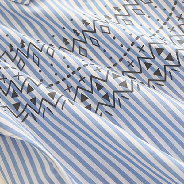 Детска раирана риза за момчета в светлосин цвят с дълъг ръкав