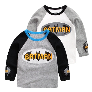Детска блуза за момчета с надпис на Batman в черен и сив цвят