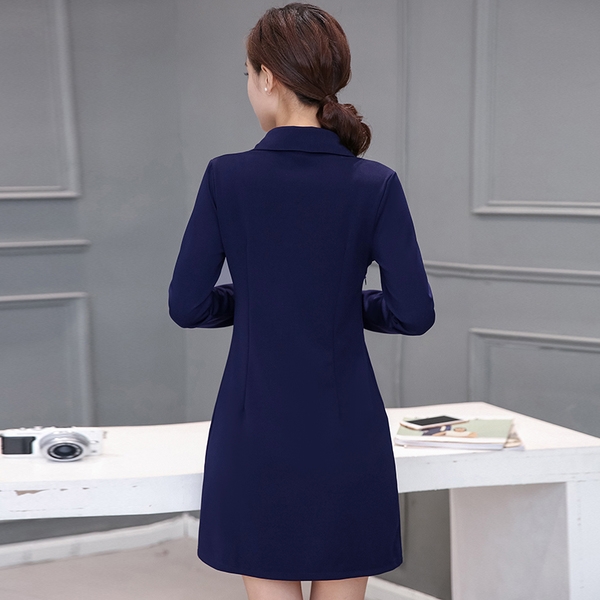 Κυρίες φορέματα άνοιξη και το φθινόπωρο, κόκκινο, κόκκινο κρασί, μαύρο, μπλε μήκος μακρύ μανίκι πάνω από το γόνατο