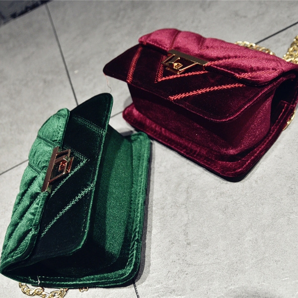 Γυναικείες τσάντες βελούδο σε τρία χρώματα χτύπημα της μόδας της εποχής