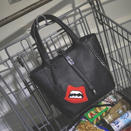 Γυναικεία  μεγάλη τσάντα με καθημερινές φιλί εκτύπωσης μπροστά και μακριά λαβή