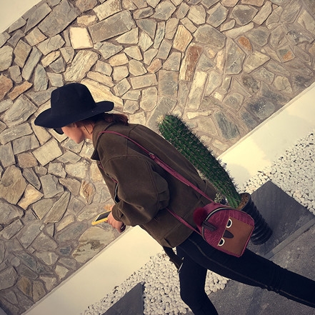 Γυναικεία  Mini τύπου σακίδιο κουκουβάγια γκόμενα μπορεί να φορεθεί με ένα μακρύ χερούλι