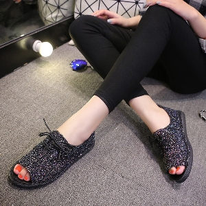 Дамски ниски ежедневни обувки с изрязани пръсти отпред