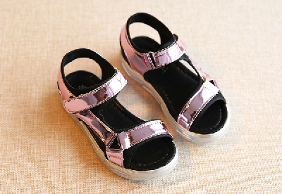 Детски сандали за момичета в сребърен, златен и розов цвят