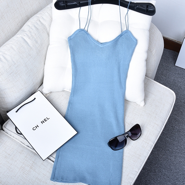 Κομψό κυρίες φόρεμα σχίζει πληκτρολογήστε Λεπτή μπλε, λευκό, γκρι και μαύρο