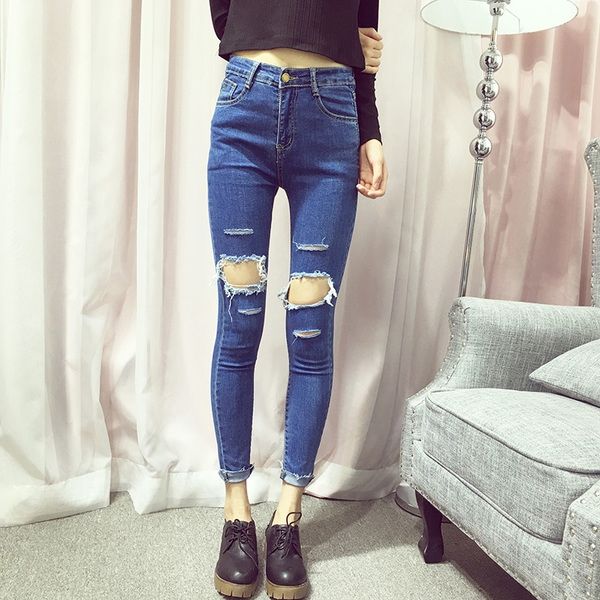 Κομψά  γυναικεία τζιν σε μαύρο και μπλε χρώμα