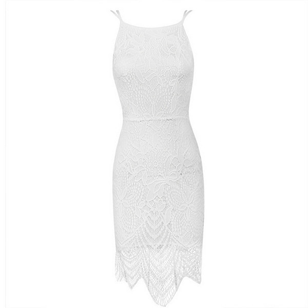 Κομψό κυρίες δαντέλα φόρεμα σε λευκό χρώμα με την πλάτη