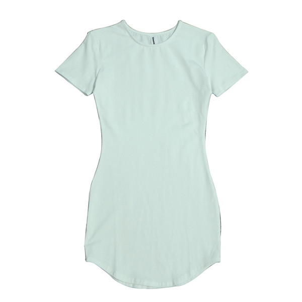 Σέξι κυρίες φόρεμα με κοντά μανίκια σε μαύρο και άσπρο με O-σχήμα κολάρο