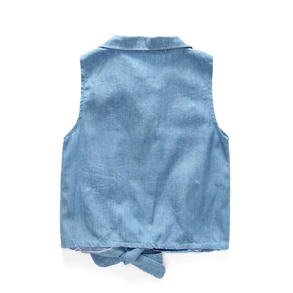 Παιδικό καλοκαιρινό σετ για κορίτσια δύο κομματιών με μοντέρνο denim  γιλέκο και λευκή φούστα  με δαντέλα