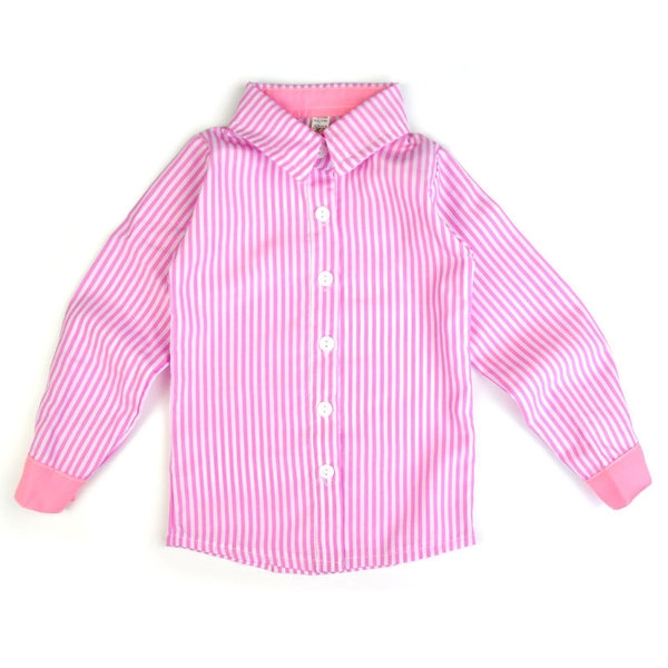 Παιδικό ροζ πουκάμισο για κορίτσια με μακριά μανίκια και λευκά σορτς με ζώνη, κατάλληλο για την  καθημερινή ζωή 