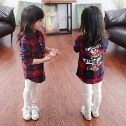 Карирана пролетна риза за момичета