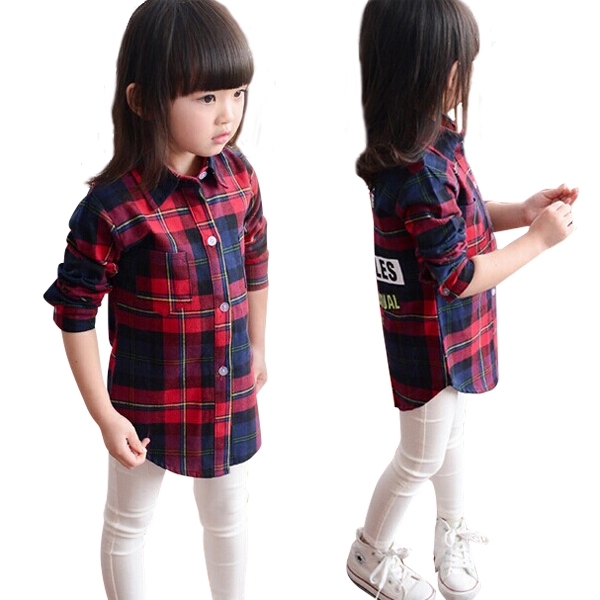 Карирана пролетна риза за момичета