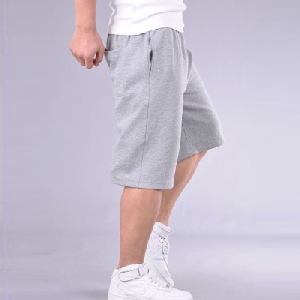 Мъжки къси летни удобни панталони малки и големи размери, черни сиви, бели и на ивици