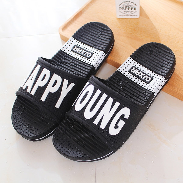 Unisex παντόφλες από καουτσούκ με εικόνες σε λευκό και μαύρο χρώμα